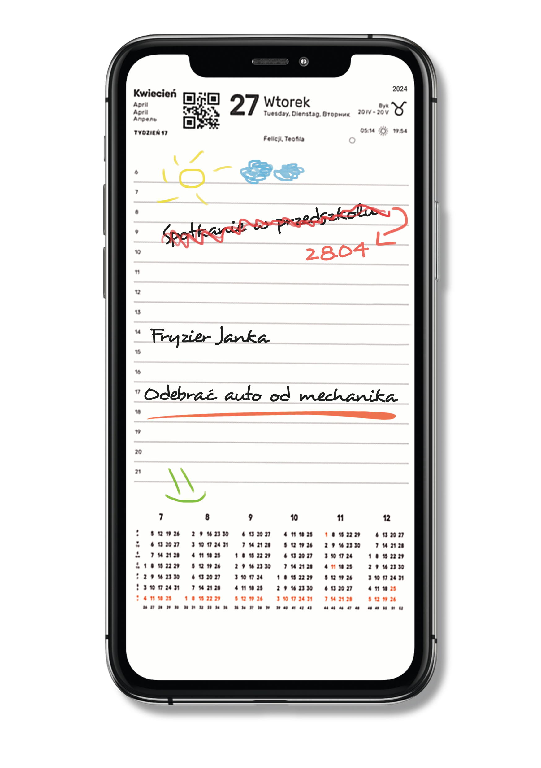 Kalendarz z aplikacją eNote