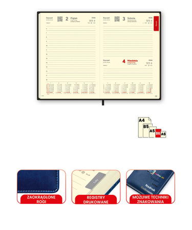 Kalendarz B6 Dzienny - registry drukowane | J-KBN 232