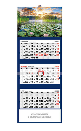 Kalendarz trójdzielny STANDARD – Lilie wodne | J-T 50 BK