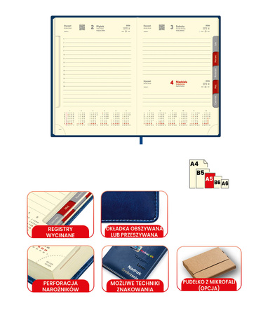 Kalendarz A5 Dzienny - registry wycinane | J-KR 323