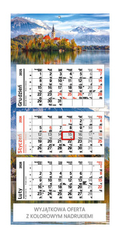 Kalendarz trójdzielny PŁASKI – Alpejskie jezioro | J-TPP99