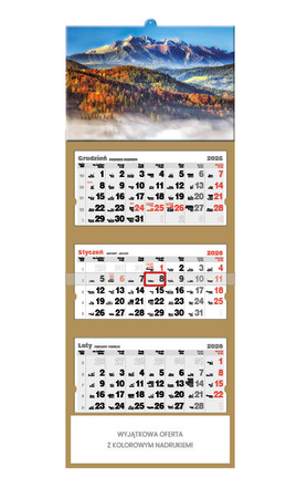 Kalendarz trójdzielny STANDARD – Poranek w Tatrach | J-T 78 BK