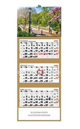 Kalendarz trójdzielny STANDARD – Wiosna w parku | J-T 84 BK