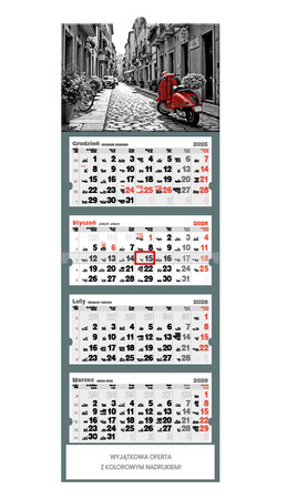 Kalendarz czterodzielny – Black & red | J-C55BK