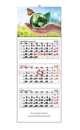 Kalendarz trójdzielny STANDARD – Natura | J-T64BK