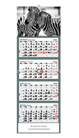 Kalendarz czterodzielny – Zebry | J-C 61 BK