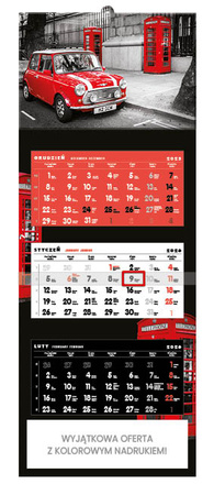 Kalendarz trójdzielny RED – Old car | J-TR 90