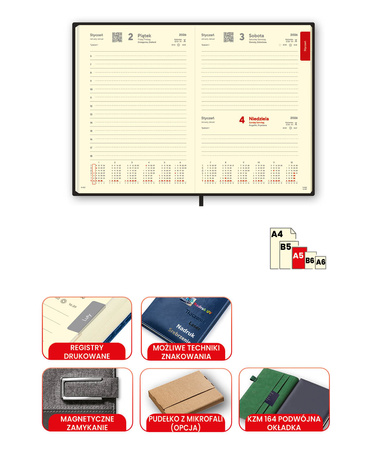 Kalendarz A5 Dzienny BIZNES - registry drukowane | J-KZM 160