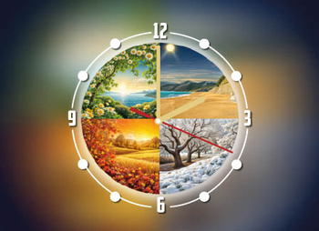 Kalendarz czterodzielny z zegarem – Pory roku | J-C88