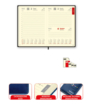 Kalendarz B5 Dzienny - registry drukowane | J-KBD 262