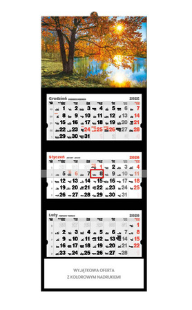 Kalendarz trójdzielny STANDARD – Jesień nad jeziorem | J-T 49 BK