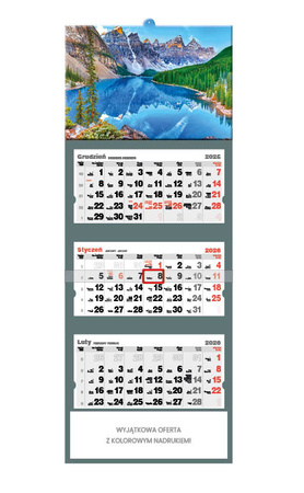 Kalendarz trójdzielny STANDARD – Górskie jezioro | J-T40BK